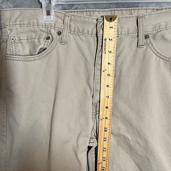 Levis 514 Jeans Size 38x31 Black Label White Tab Khaki Twill Pants Flat - Picture 9 of 10